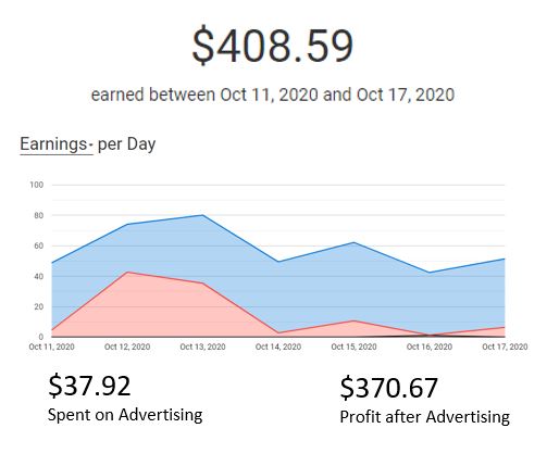 Earnings with modest spend on book ads