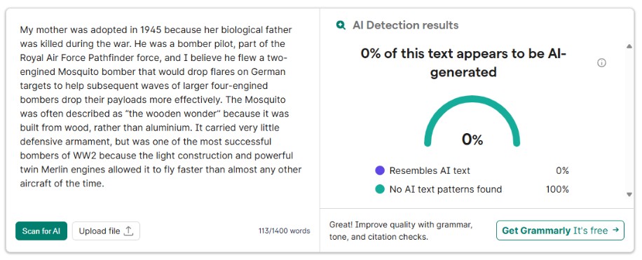 Grammerly AI Detection